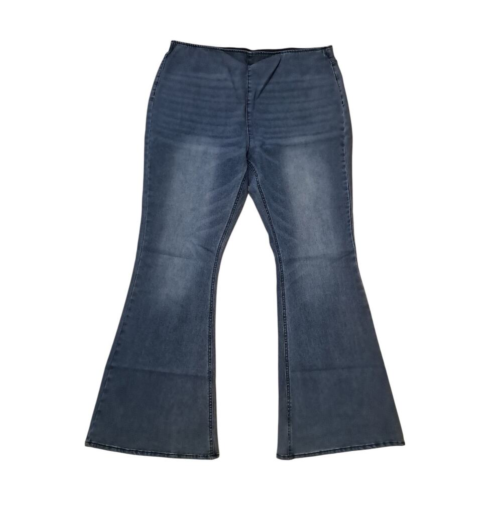 Stretch Flare Blue Jeans Plus Size XXL Faded Distressed Fraying Festival Comfort